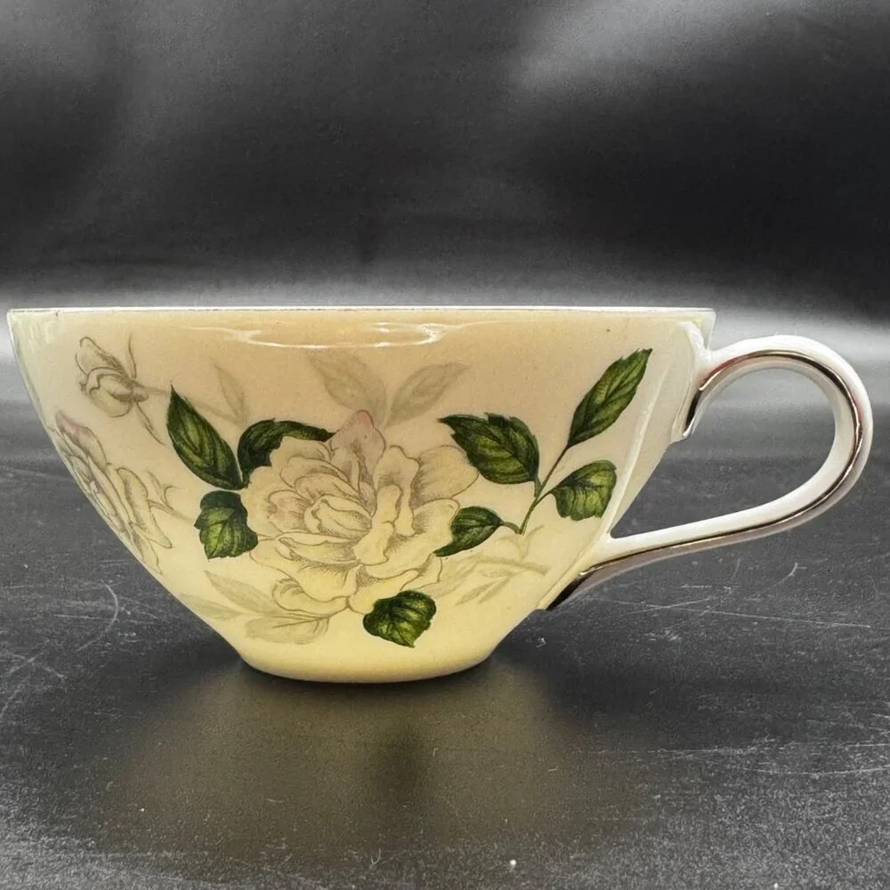 Vintage Sone China Platinum Trim Floral Teacup & Saucer Collectible Porcelain